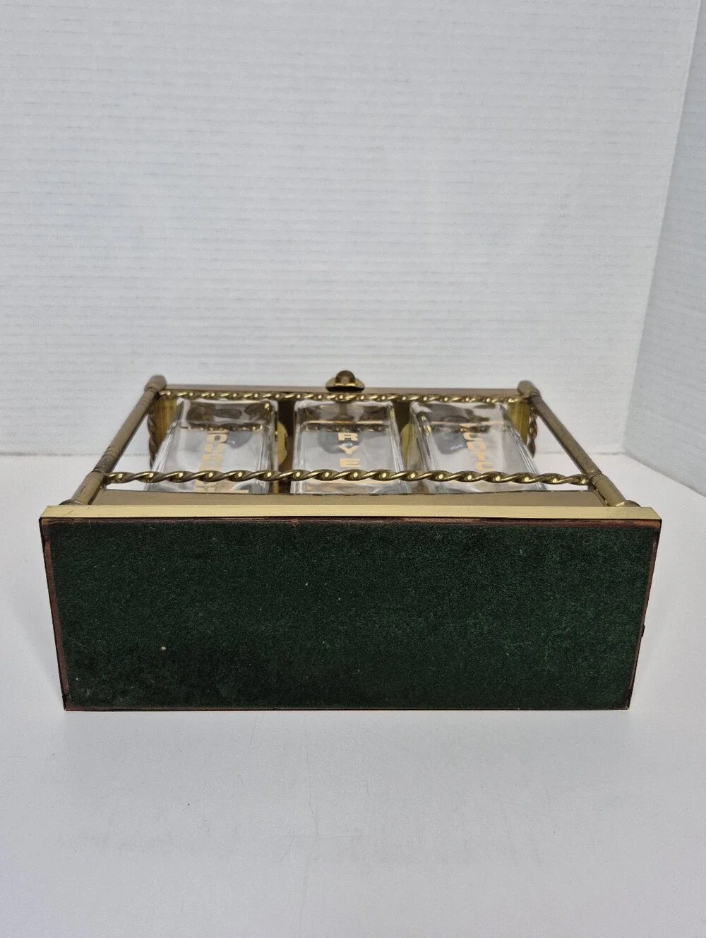 Vintage Tantalus Decanter Set Mid Century Modern Bar Caddy Liquor Glass Bottles
